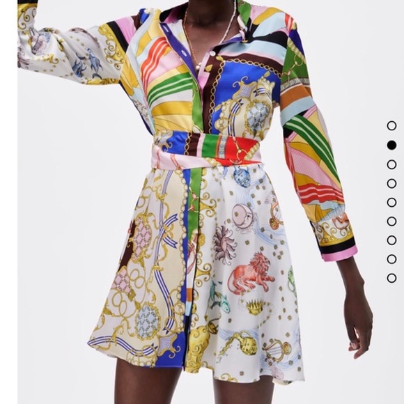 Zara lion print belt y2k 2000s fashion vintage, short printed mini dress XS - Picture 2 of 15